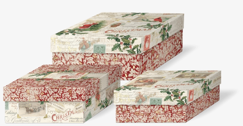 Postcards & Holly Square Nested Box Set - Box, transparent png download
