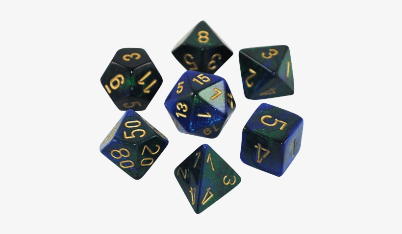 Gemini Polyhedral Blue Green Gold X7 - Chessex Blue Green Gemini, transparent png download