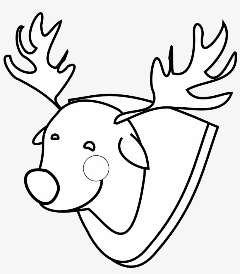 Rudolph Reindeer Raindeer Black White Line 999px 106, transparent png download