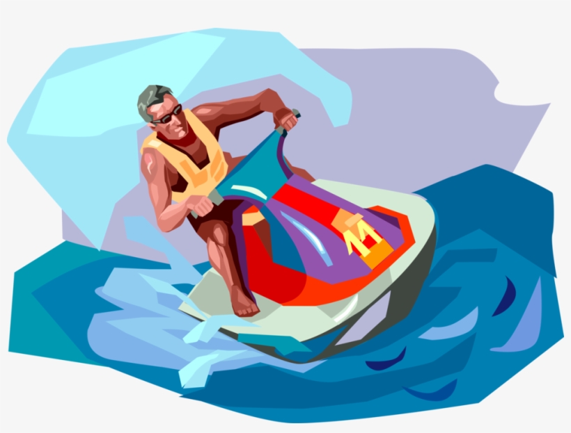 Vector Illustration Of Personal Watercraft Water Sports - Sea Doo Cartoon, transparent png download