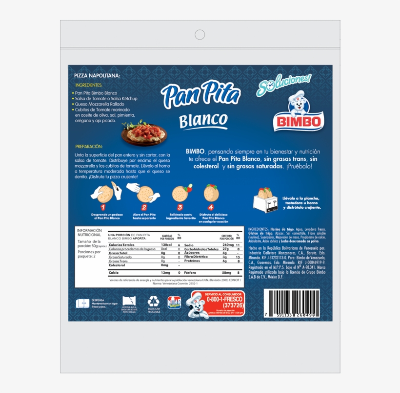 Homologacion Panpita Blanco2 - Bimbo Bread, transparent png download