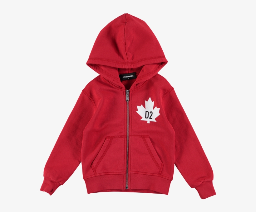 Picture Of Long Sleeved Hooded Zip Maple Leaf Print, transparent png download
