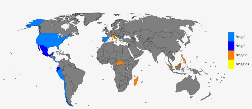 Popularity Of Male Name Angel - World Map, transparent png download