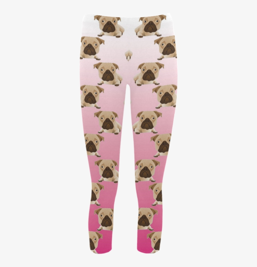 Cute Pugs On Pink Gradient Background Capri Legging - Pajamas, transparent png download
