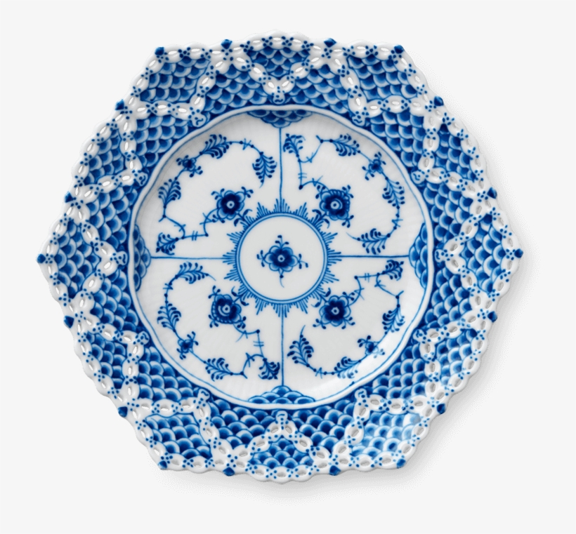 Blue Fluted Full Lace Plate With Double Lace Border - Plate, transparent png download
