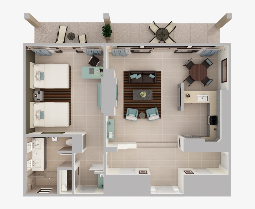 One-bedroom Villa Suite - Bed Pic Png Top View, transparent png download