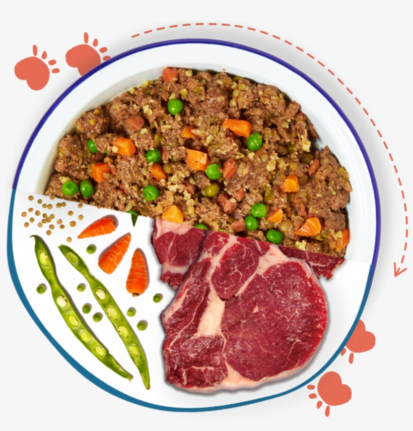 A Dog Bowl Split Across The Middle, Showing Fresh Ingredients, transparent png download