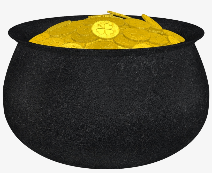 Pot Of Gold With Shamrock And Gold Coins Png Picture - Free Clip Art Pot Of Gold, transparent png download