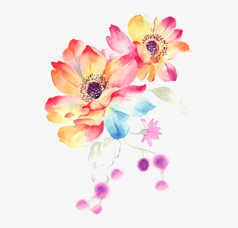 Pin By Sarah Bernabé On Láminas Flores Y Frutos - Icasso Watercolor Flower Removable Vinyl Decal Sticker, transparent png download