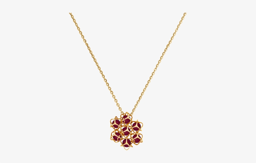 'embrace' Flower Necklace 18ct Gold And Garnet - Necklace, transparent png download