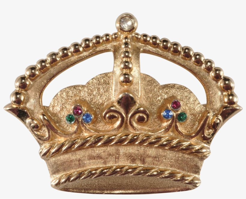 Napier Golden Rhinestone Crown Pin Brooch Jewelry Crowns - Tiara, transparent png download