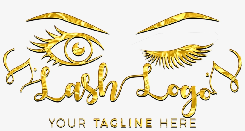 Gold Foil Custom Lashes Logo Cosmetics / Make-up Design - Illustration, transparent png download