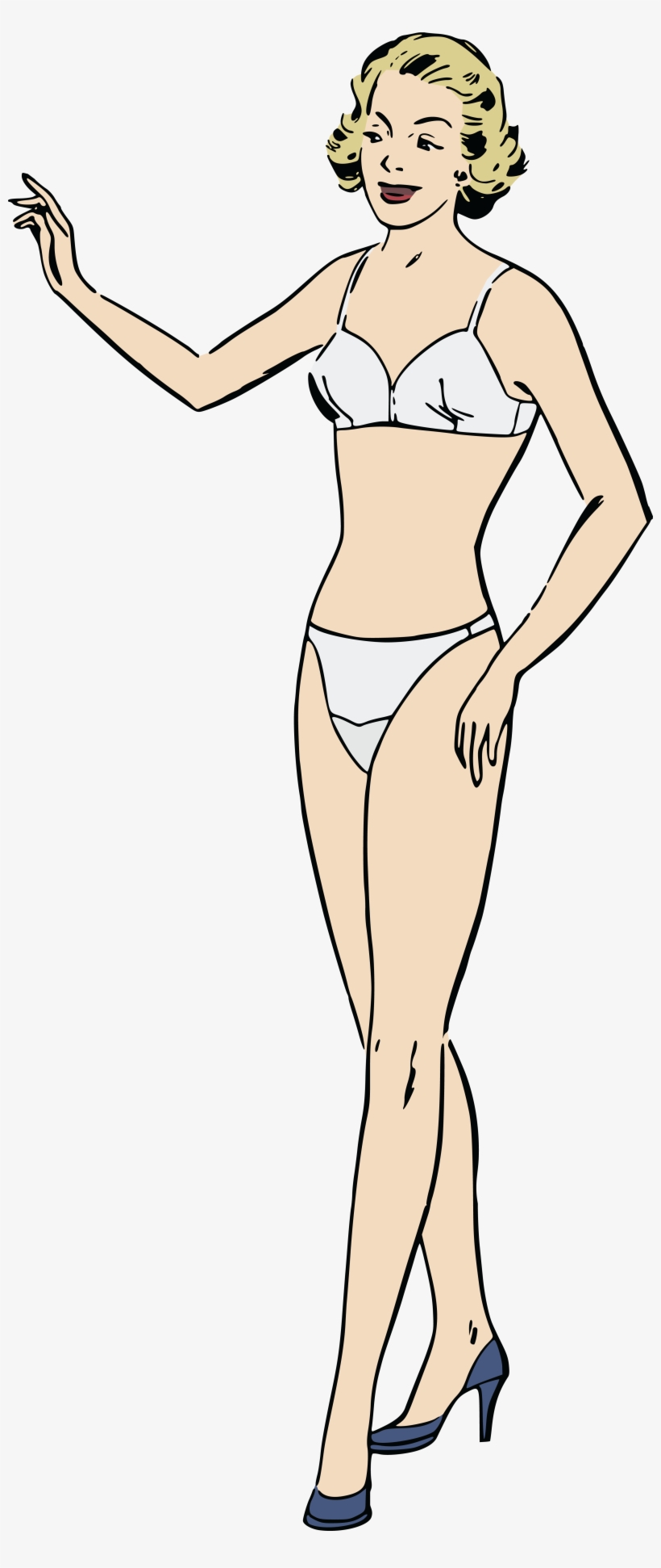 Free Clipart Of A Retro Blond Female Model In Undergarments - Woman In Underwear Clipart, transparent png download