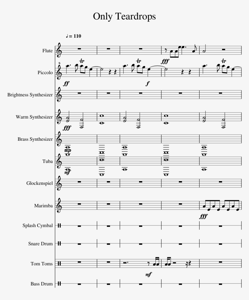 Only Teardrops Sheet Music 1 Of 38 Pages - Sheet Music, transparent png download