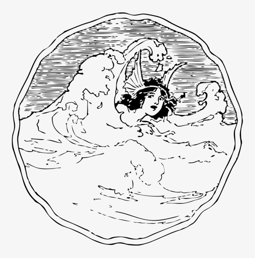 Art Drawing Black And White Computer Icons - Japanese Wave Outline Transparent, transparent png download