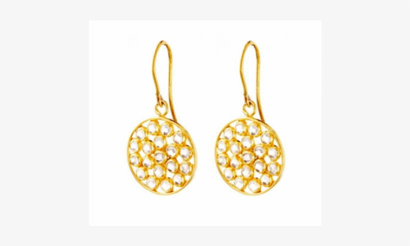 Mosaic Round Frame Drops Gold - Earring, transparent png download