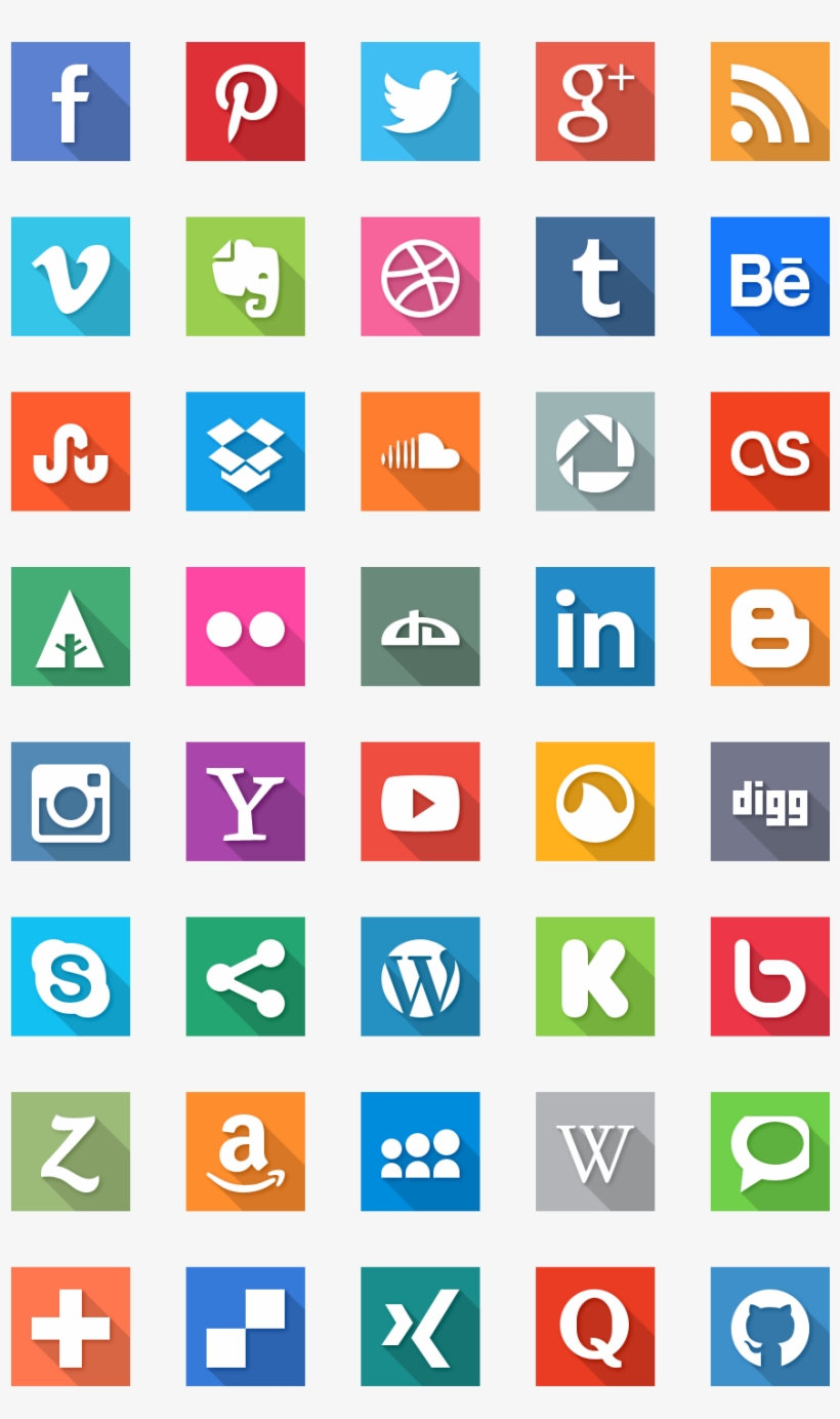 Social Media Icons With Hover Effect - Social Media Logo Flat, transparent png download