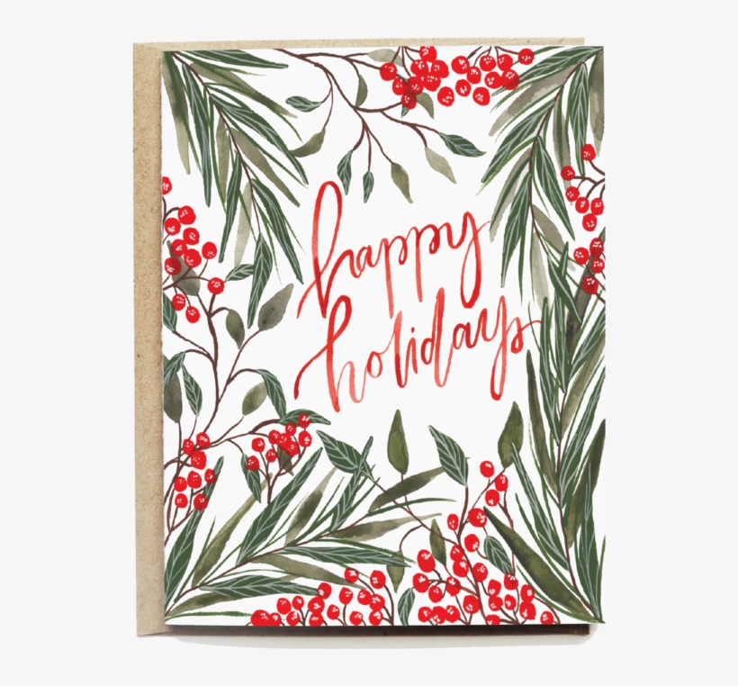 Red Berries Holiday Card - Christmas Card, transparent png download
