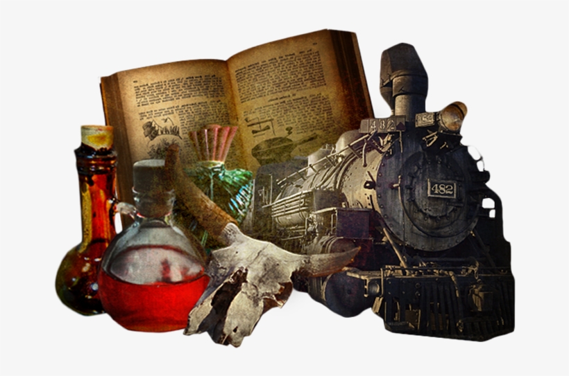 Alchemy Book And Potions - Glass Bottle, transparent png download