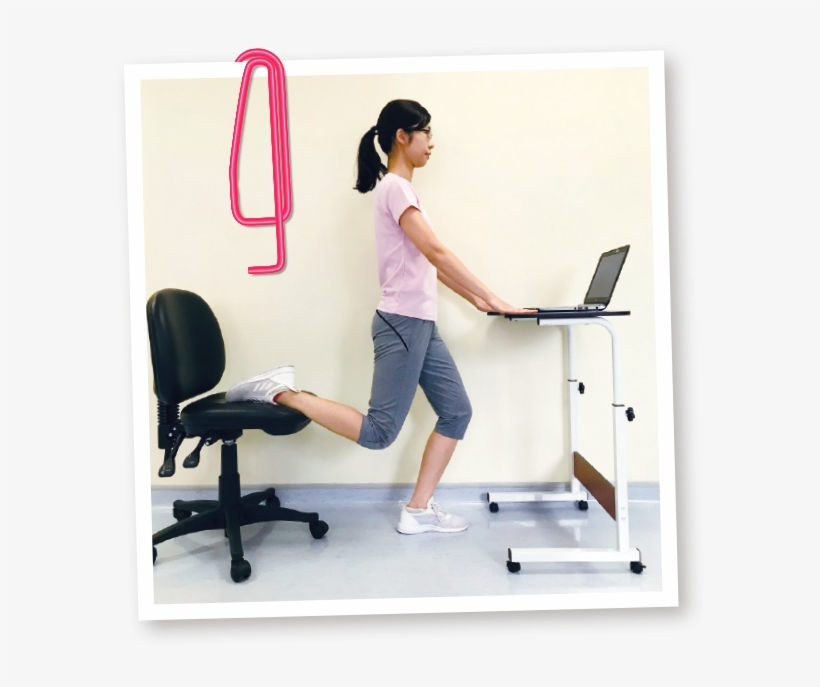 Standing Thigh Stretching Exercise - Office Chair, transparent png download