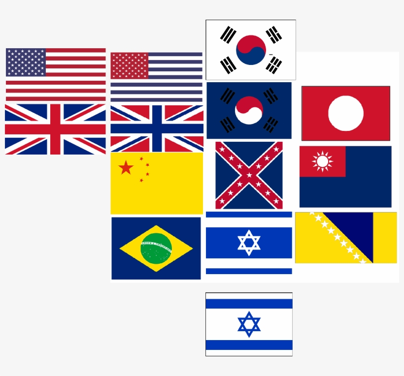 Taiwan , Bosnia And Herzegovina, Us, Brazil, Israel, - Major Flags Of The World, transparent png download
