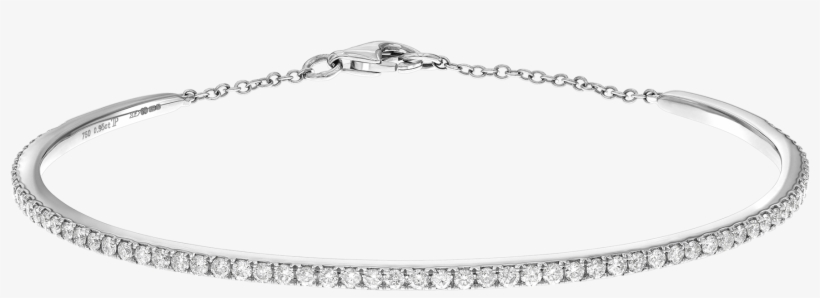 18ct White Gold Bangle With - Chain, transparent png download