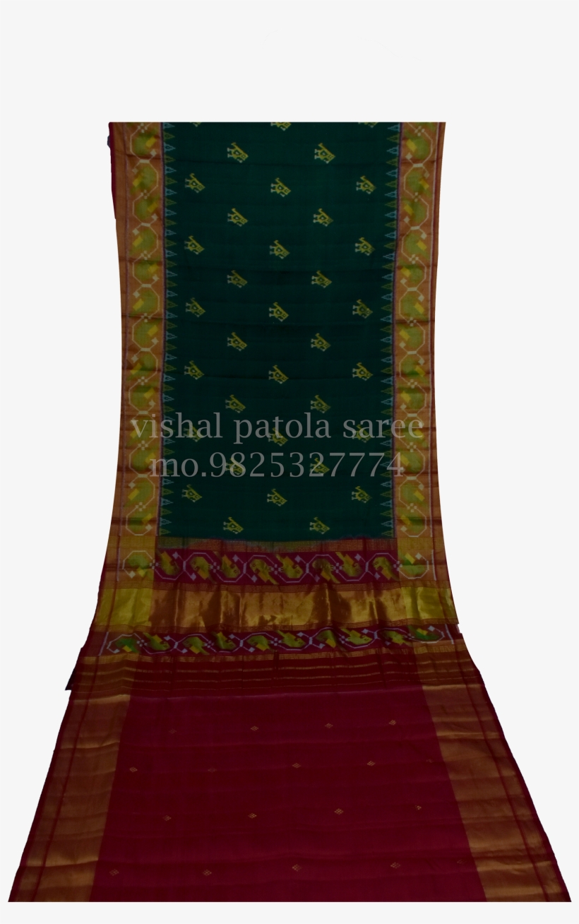 Green Parrot Designed Patola Saree - Chair, transparent png download