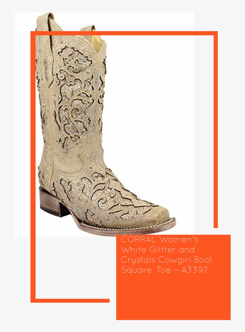 Corral Women's White Glitter And Crystals Cowgirl Boot, transparent png download