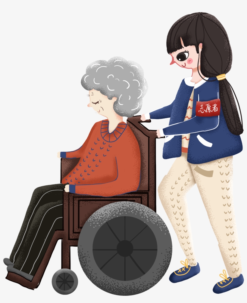 Retro Hand Drawn Illustration Caring Elderly Png And - Portable Network Graphics, transparent png download