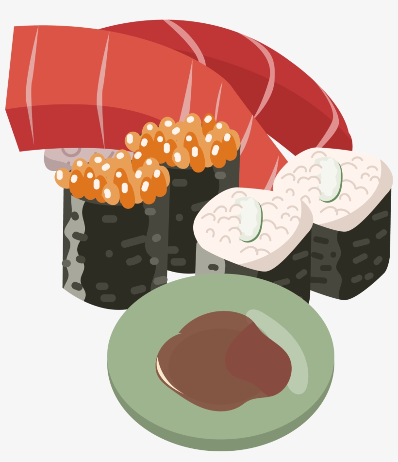 Sushi Salmon Caviar Cucumber Png And Vector Image - Vector Graphics, transparent png download