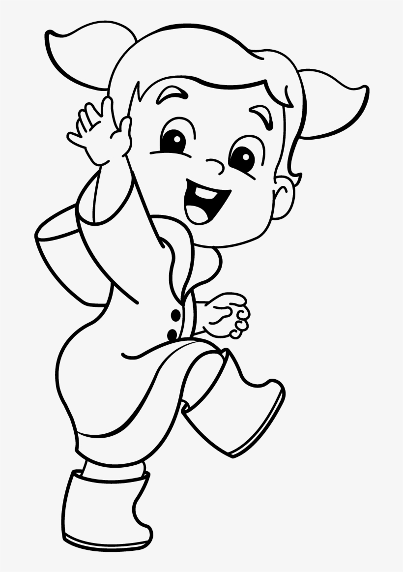 Cute Girl With Pigtails Digi Stamp - Cartoon, transparent png download