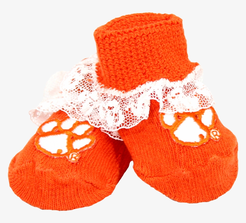 Clemson Lace-trimmed Baby Booties - Sock, transparent png download
