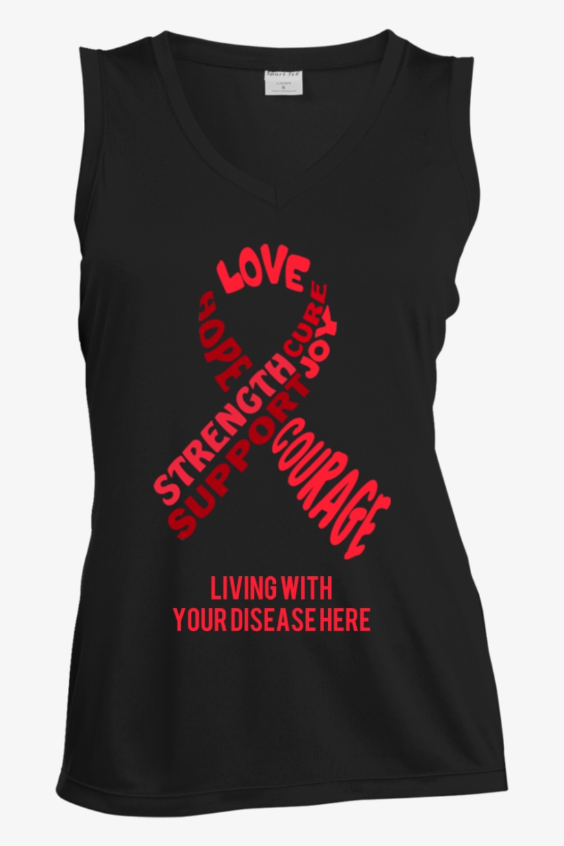 Customisable Red Awareness Ribbon With Words Women's - Active Tank, transparent png download