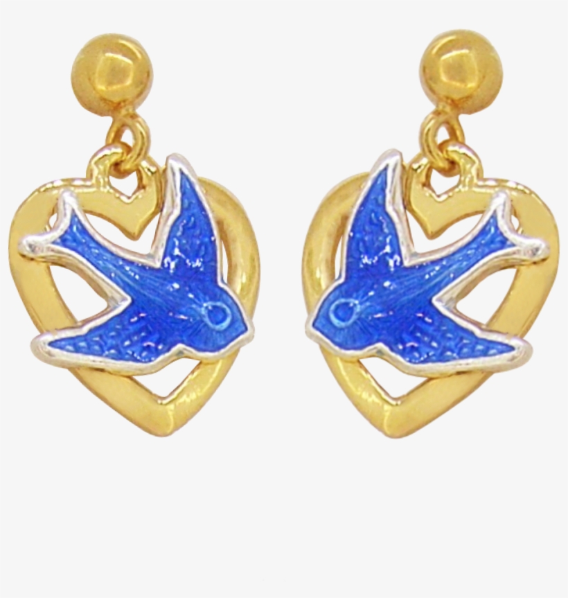 Bluebird Of Happiness Open Heart Ball Stud Earrings - Earrings, transparent png download