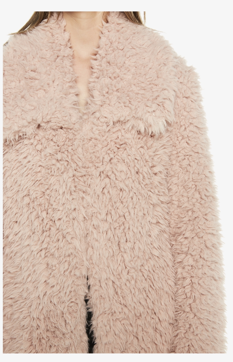 Faux Fur Coat In Colour Pale Mauve - Cardigan, transparent png download