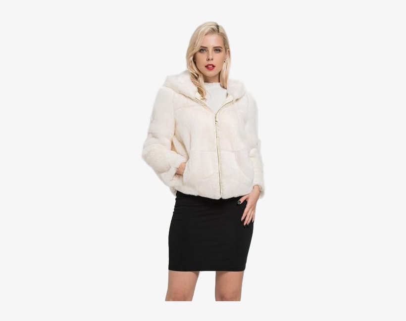 Rex Rabbit Fur Coat In Natural White - Pencil Skirt, transparent png download