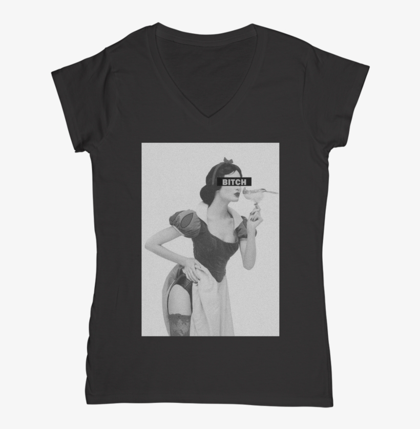 Bitch Snow White Women's V Neck T Shirt Apparel Kawaii - Monochrome, transparent png download