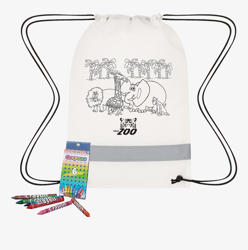 Lil' Bit Reflective Coloring Drawstring Bag & Crayons - Illustration, transparent png download