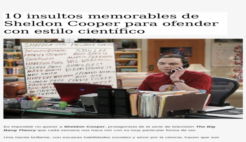 10 Insultos Memorables De Sheldon Cooper Para Ofender - Sitting, transparent png download