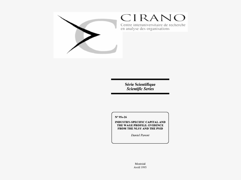Industry-specific Capital And The Wage Profile - Cirano, transparent png download