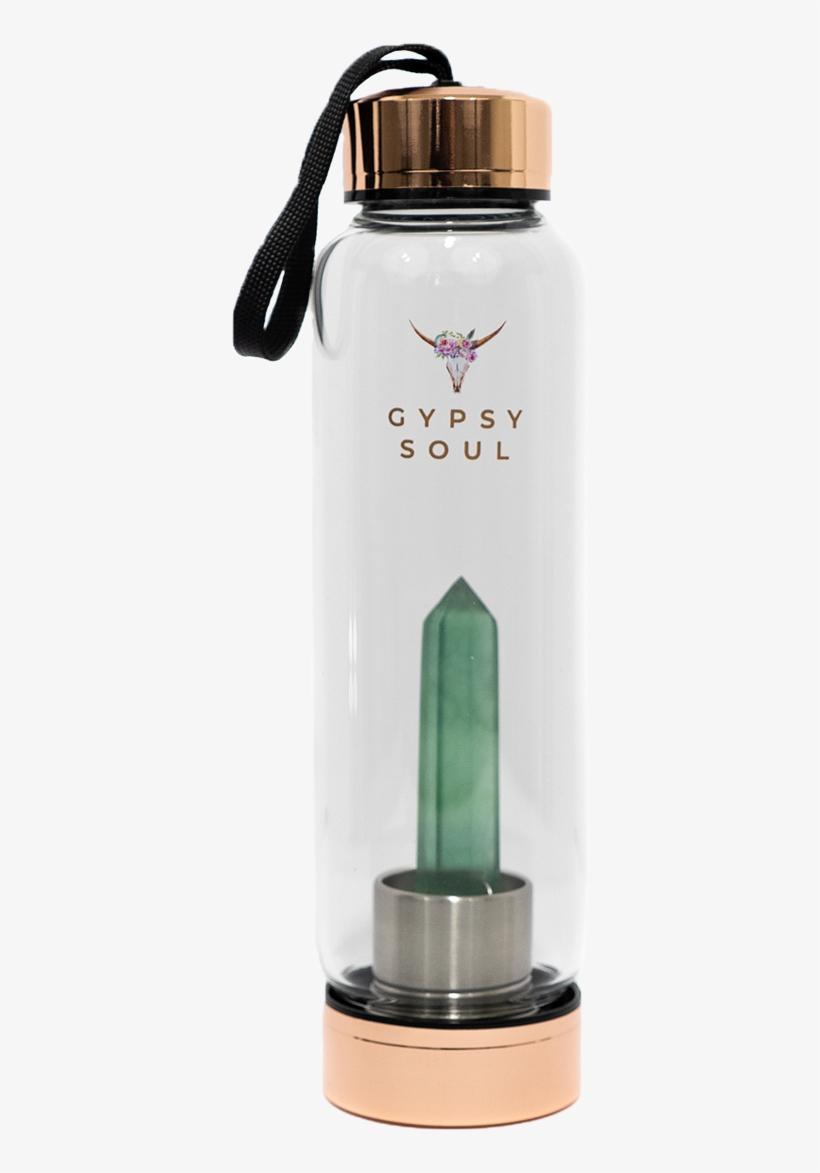 Gypsy Soul Aquamarine Crystal Glass Water Bottle - Water Bottle, transparent png download