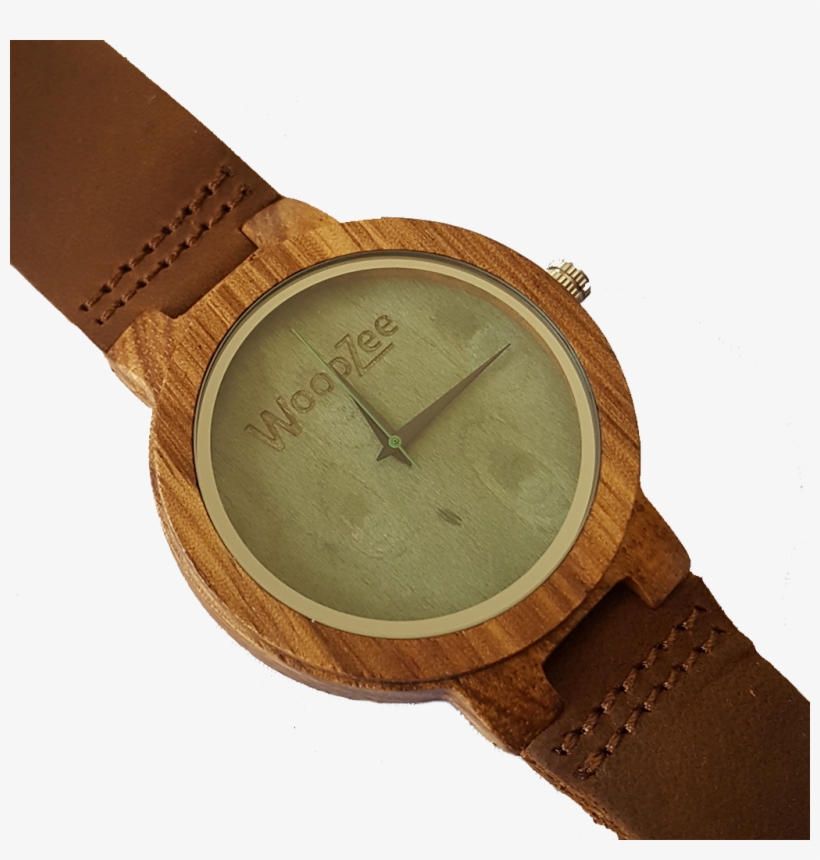 Wooden Zebrawood Watch With Leather Strap - Analog Watch, transparent png download