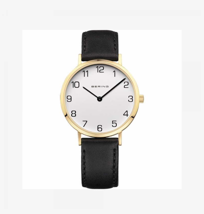 Bering - Black Leather Watch Ladies, transparent png download