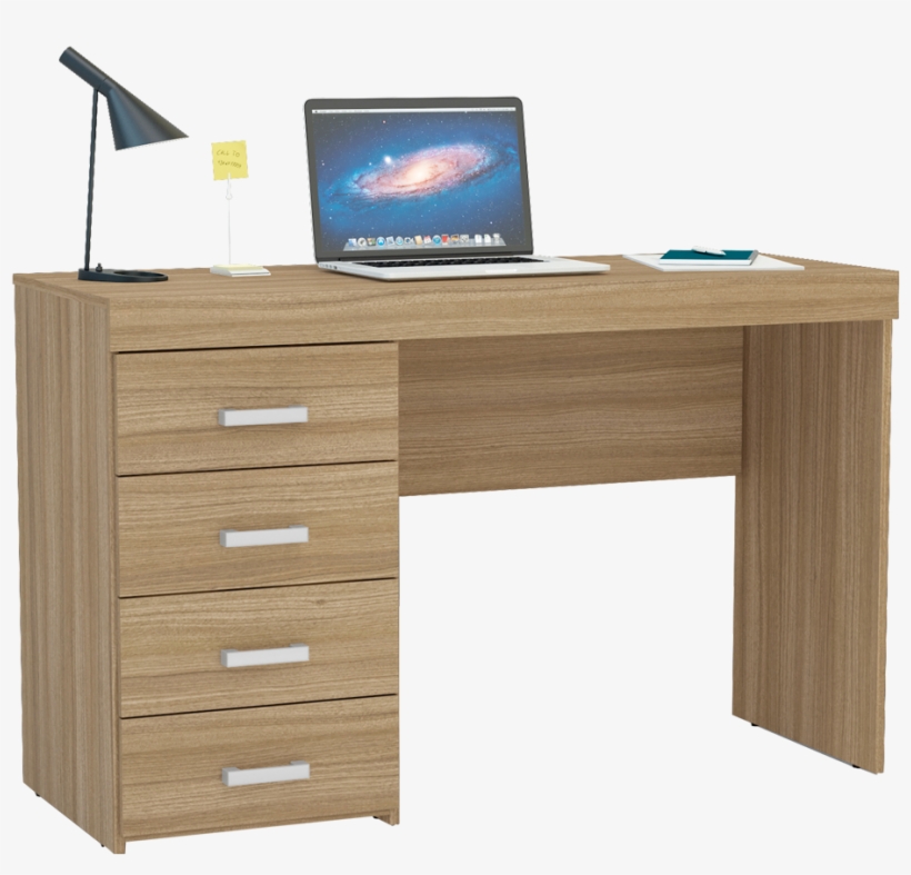 Mesa / Escrivaninha Para Computador 4 Gavetas Politorno - Modelos De Mesas Para Escritório, transparent png download