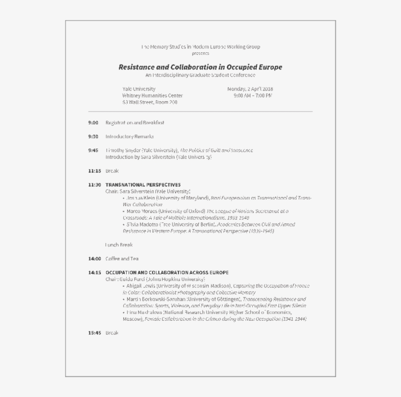 Resistance And Collaboration In Occupied Europe - Document, transparent png download