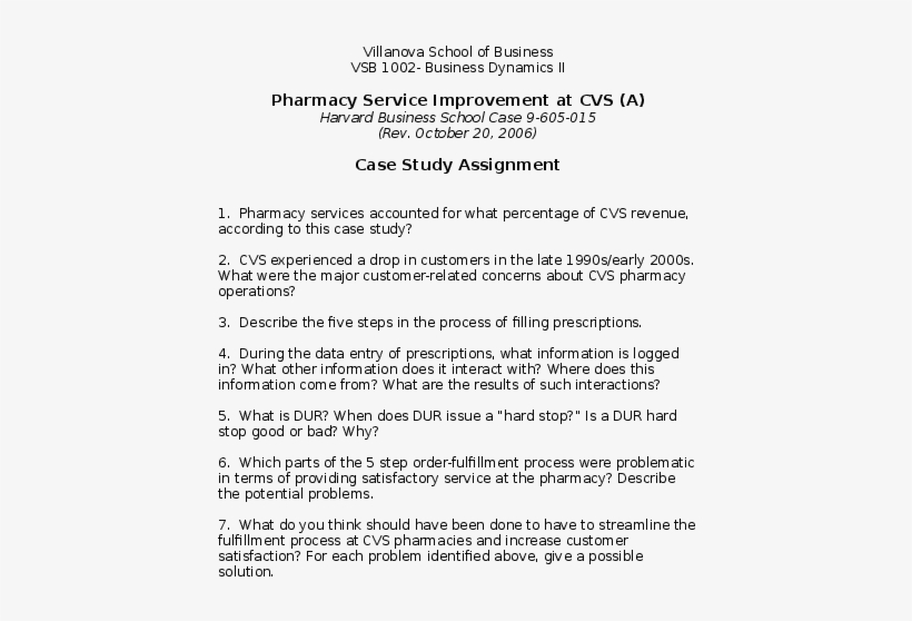 Pharmacy Service Improvement At Cvs A Case Study Assignment - Document, transparent png download