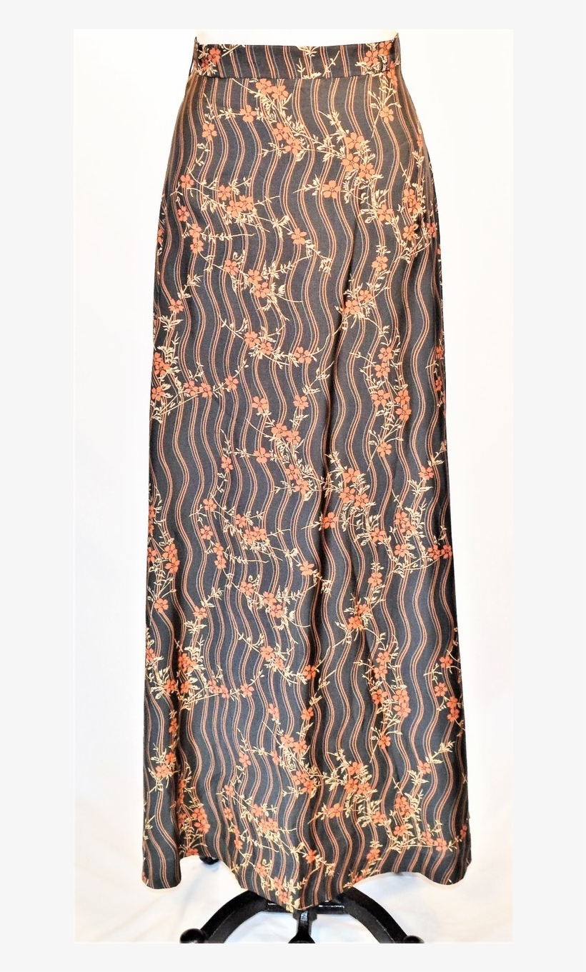 Vintage Gorgeous Long 70s Skirt In Black With Rust - Overskirt, transparent png download