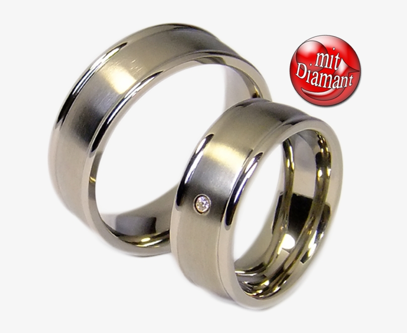2 Wedding Rings Couple Rings Titanium Rings With Diamond - Titanium Ring, transparent png download