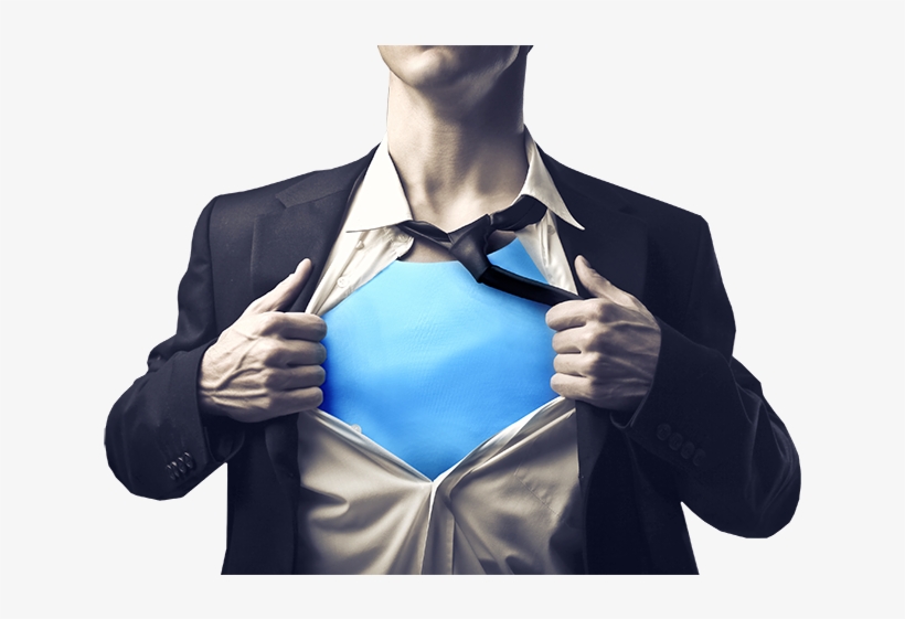 Office Worker Png - Business Man Showing Superhero Suit, transparent png download