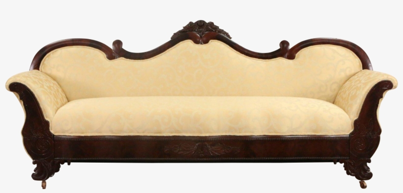 Empire 1840's Antique Mahogany Sofa, New Upholstery - Loveseat, transparent png download